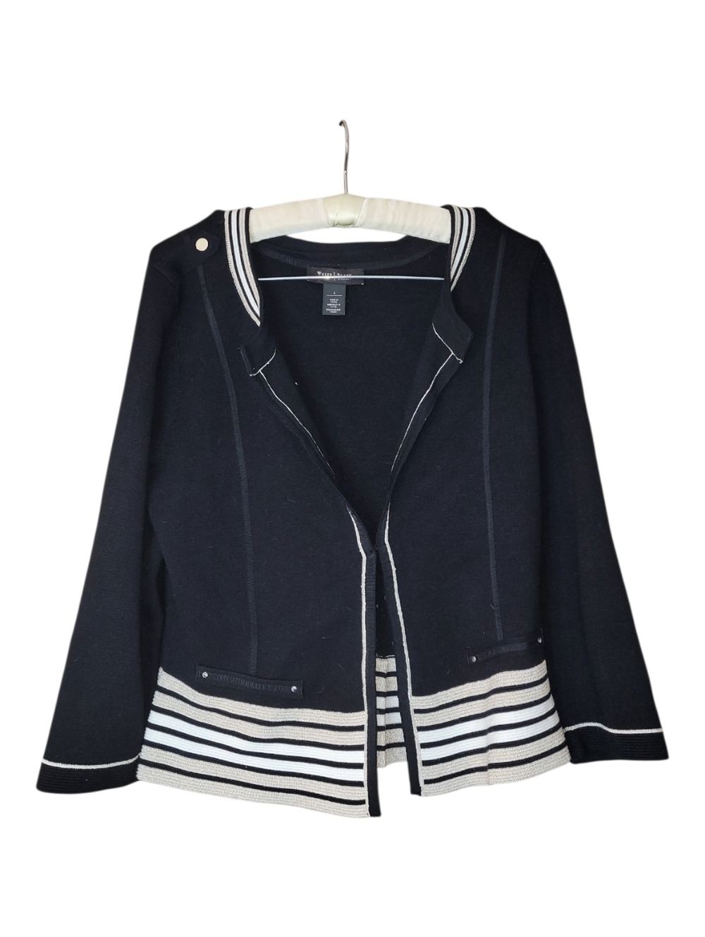 White House Black Market Black And White Dressy Jacket Blazer L